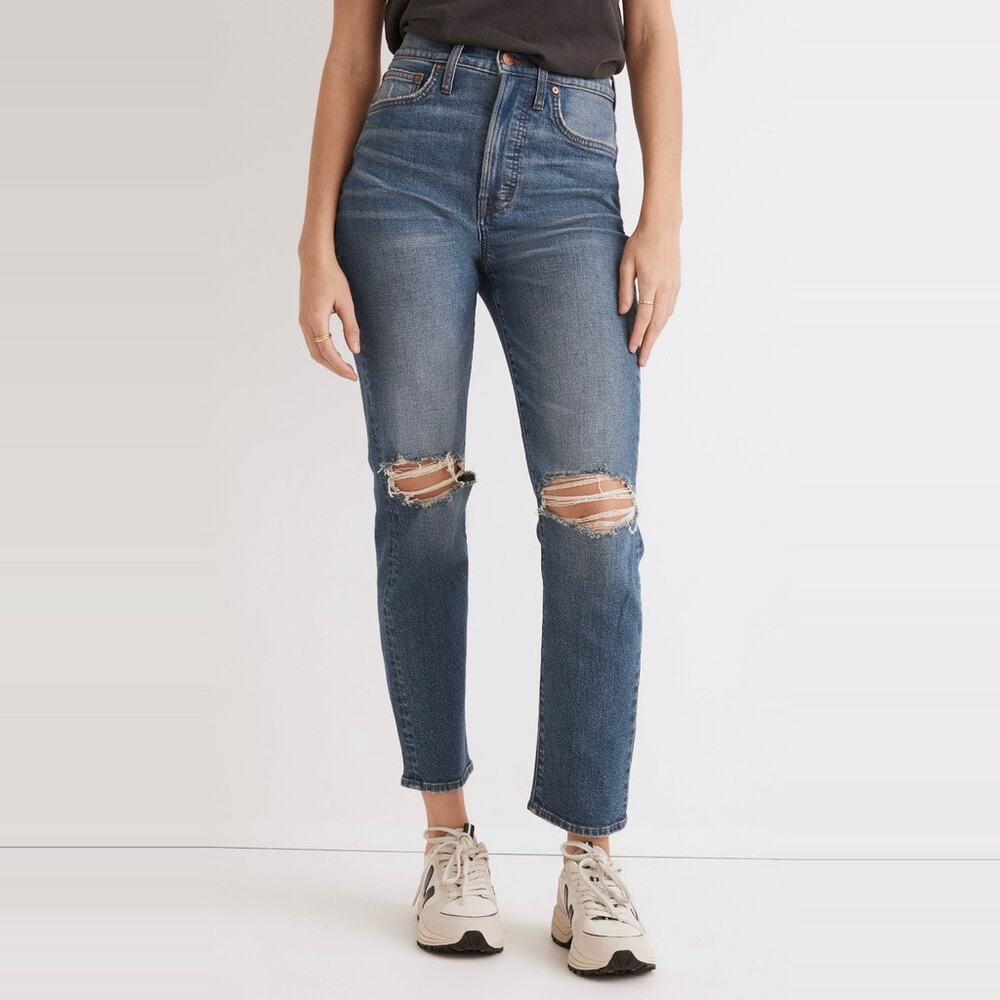 Madewell The Perfect Vintage Crop Jeans sz 26 Gooding Wash: Knee-Rip Edition